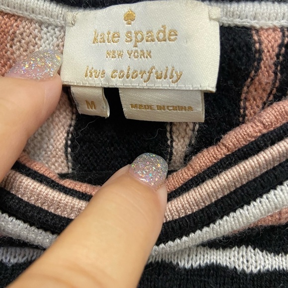 Kate Spade, New York black stripes, short sleeve sweater size women’s medium - Picture 4 of 6
